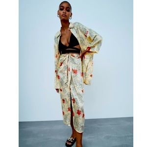 ZARA PRINT SKIRT WITH TIE KNOT